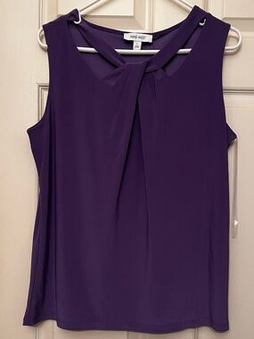 Nine West Deep Purple Sleeveless Bow-Neck Camisole